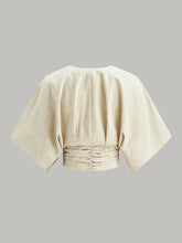 Cotton & Linen Kimono Sleeve Button Top